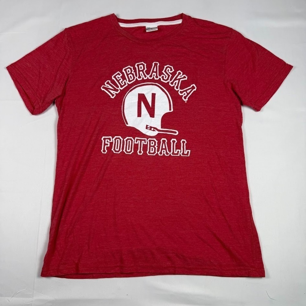 Charlie Hustle Shirt Mens Large Red Nebraska Football Graphic Made USA